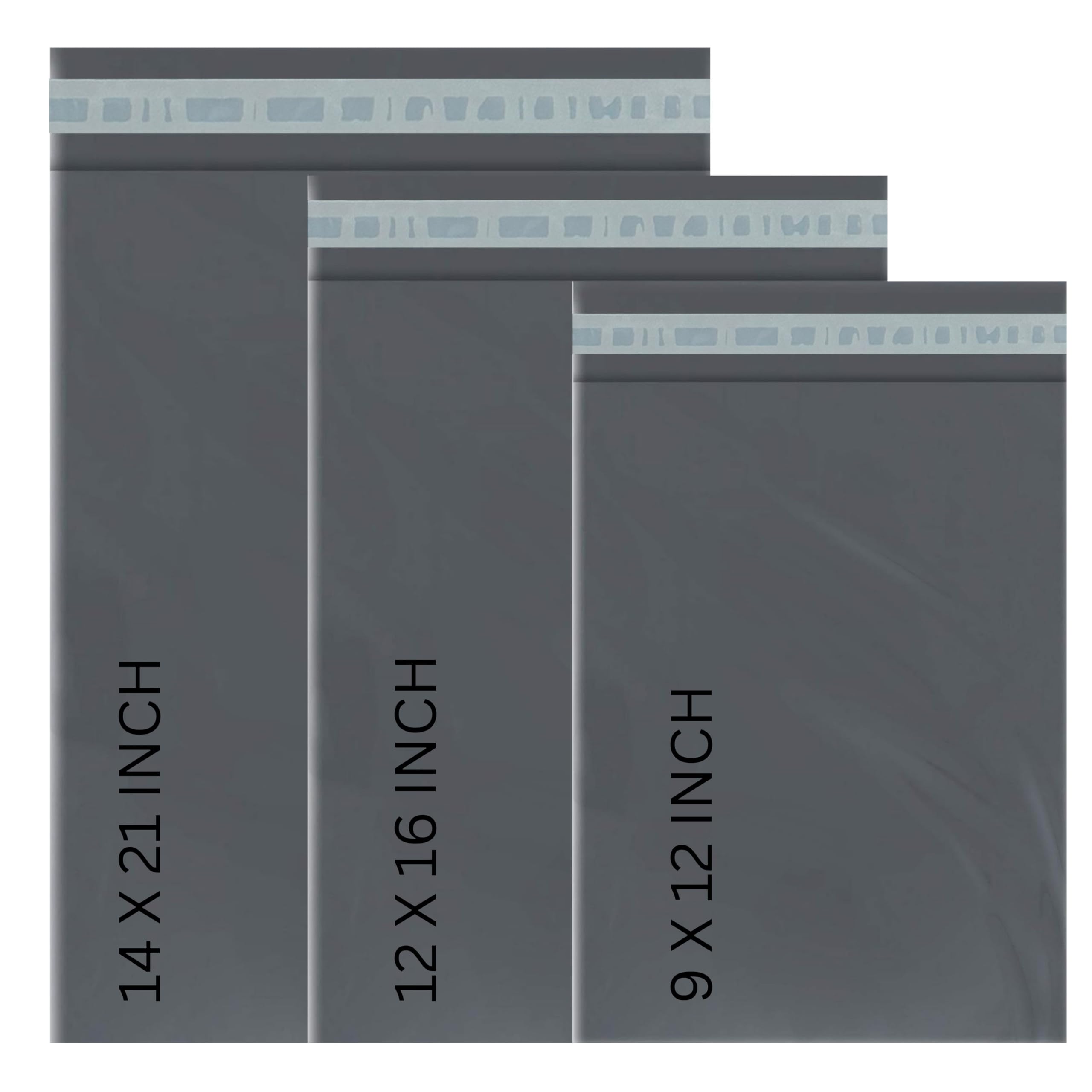 Heavy Duty Mixed Grey Plastic Mailing Bags Extra Strong Envelopes Small to Extra Large Poly Postage Mailers for Secure Posting, Mailing, Shipping, and Delivery (3 Sizes | 100 Bags)