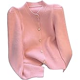 GORGLITTER Women's Button Up Long Sleeve Short Cardigan Sweater Trendy Fall Chunky Warm Cable Knit Teacher Cardigans