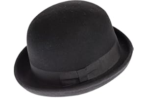 CXQRR Black Bowler Derby Hat Short Rolled Brim Fedora Hat for Men and Women(S/M)