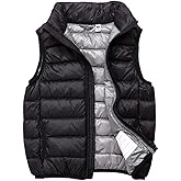 SK Studio Boys Girls' Light Weight Down Vest, Kids Lightweight Sleeveless Jacket, Boys Girls Puffer Down Vest Style 3 Black 170cm