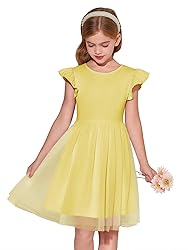 Haloumoning Girls Tutu Dress Ruffle Short Sleeve