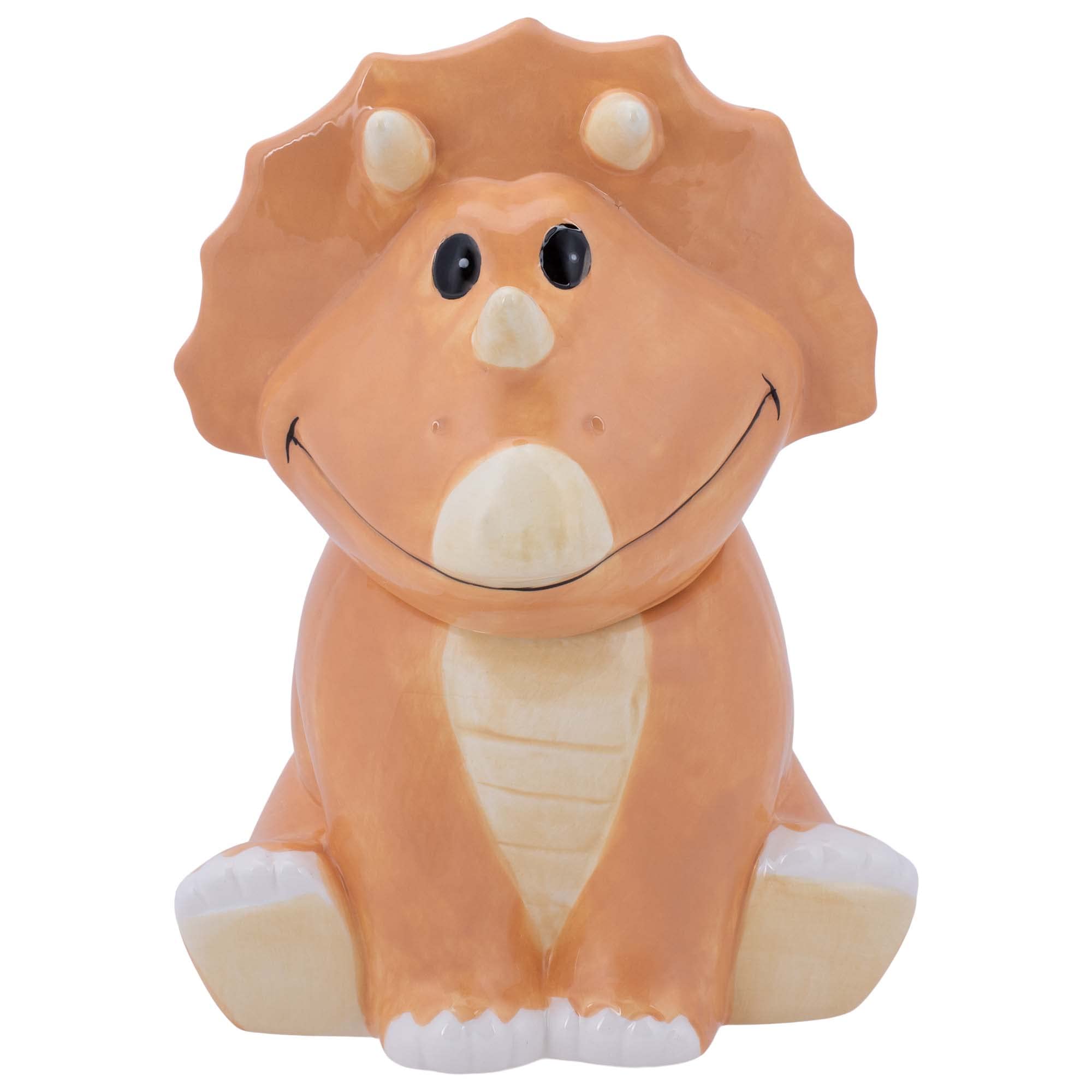 Photo 1 of 100 North Dolomite Ceramic 9.9 x 9.6 Everyday Cookie & Candy Jar with Airtight Lid: Perfect for Kitchen Canisters, Pet Treat Containers & Decorative Storage, Tan Triceratops Dinosaur