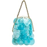 BCVWQXA Women Fashion Shell Woven Handbag Chic Shell Beach Bag Beaded Chain bag for Summer Travel Beach Party