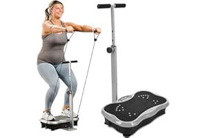 Lifepro TrimLite Vibration Plate Exercise Machine with Handlebars – Whole Body Vibration Platform for Lymphatic Drainage & Weight Loss – 99 Speed Levels, Bluetooth Speaker, Resistance Bands & Remote