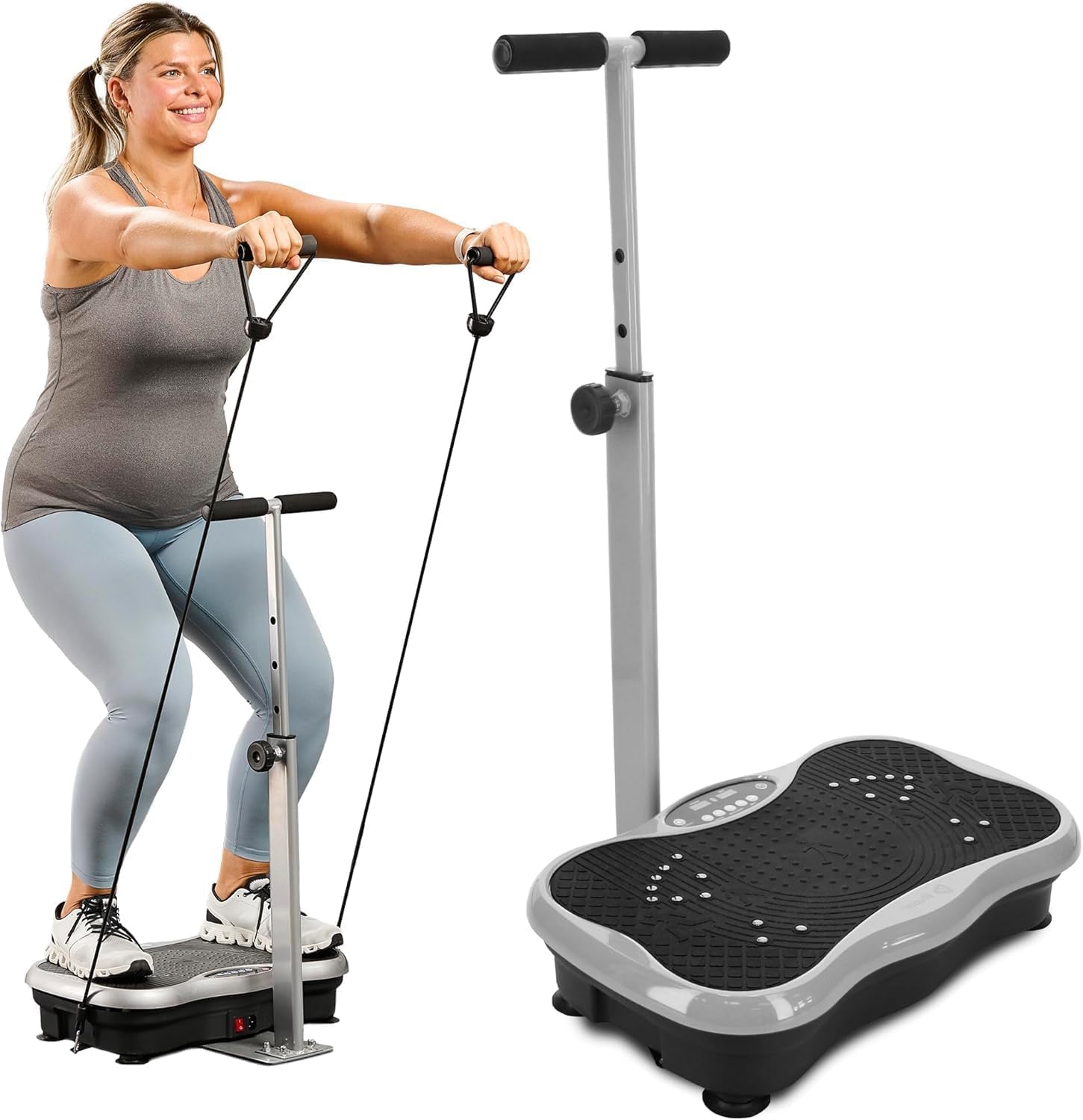Photo 1 of Lifepro TrimLite Vibration Plate Exercise Machine with Handlebars – Whole Body Vibration Platform for Lymphatic Drainage & Weight Loss – 99 Speed Levels, Bluetooth Speaker, Resistance Bands & Remote