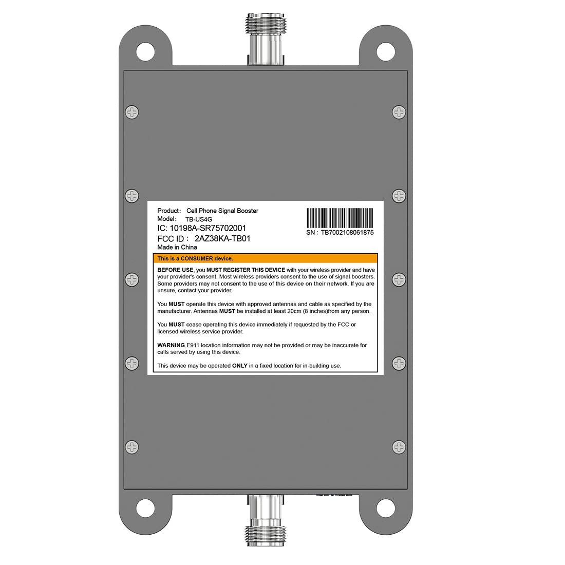 Cell Phone Signal Booster, Home Cell Phone Booster, Support All U.S. Carriers Verizon, AT&T & More, Signal Amplifier Repeater Enhance GSM 3G 4G LTE and 5G Signal Up to 5,000 Sq ft, FCC Approved Gray