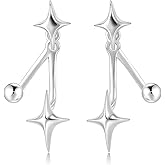 STAYLOVE Small Star Stud Earrings for Women 925 Sterling Silver Post 14K Gold Plated Mini Drop Dangle Star Earrings Jackets for Women