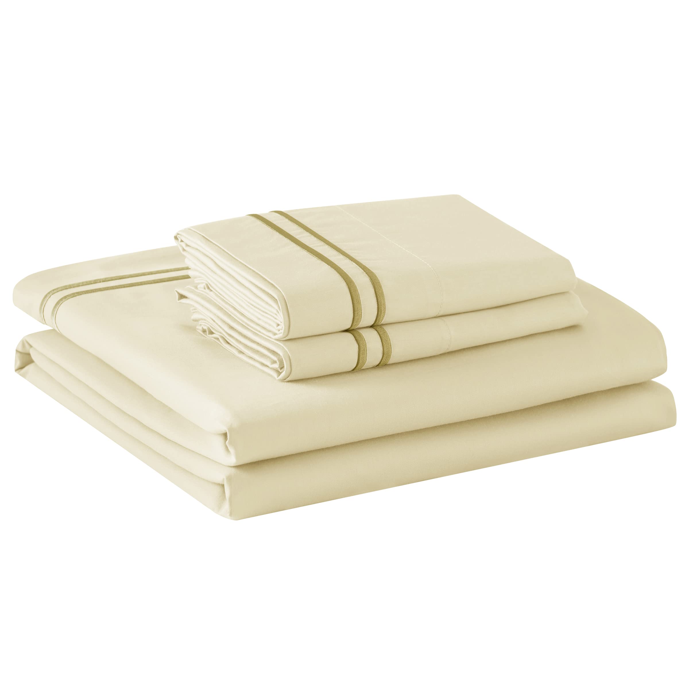 TOYABR Duvet Cover Set 3 Piece Bedding-60% cotton and 40% Tencel-2 Pillowcases +1 Duvet Cover-breathability & lightness（Champagne,135x200cm,50x75x1cm）