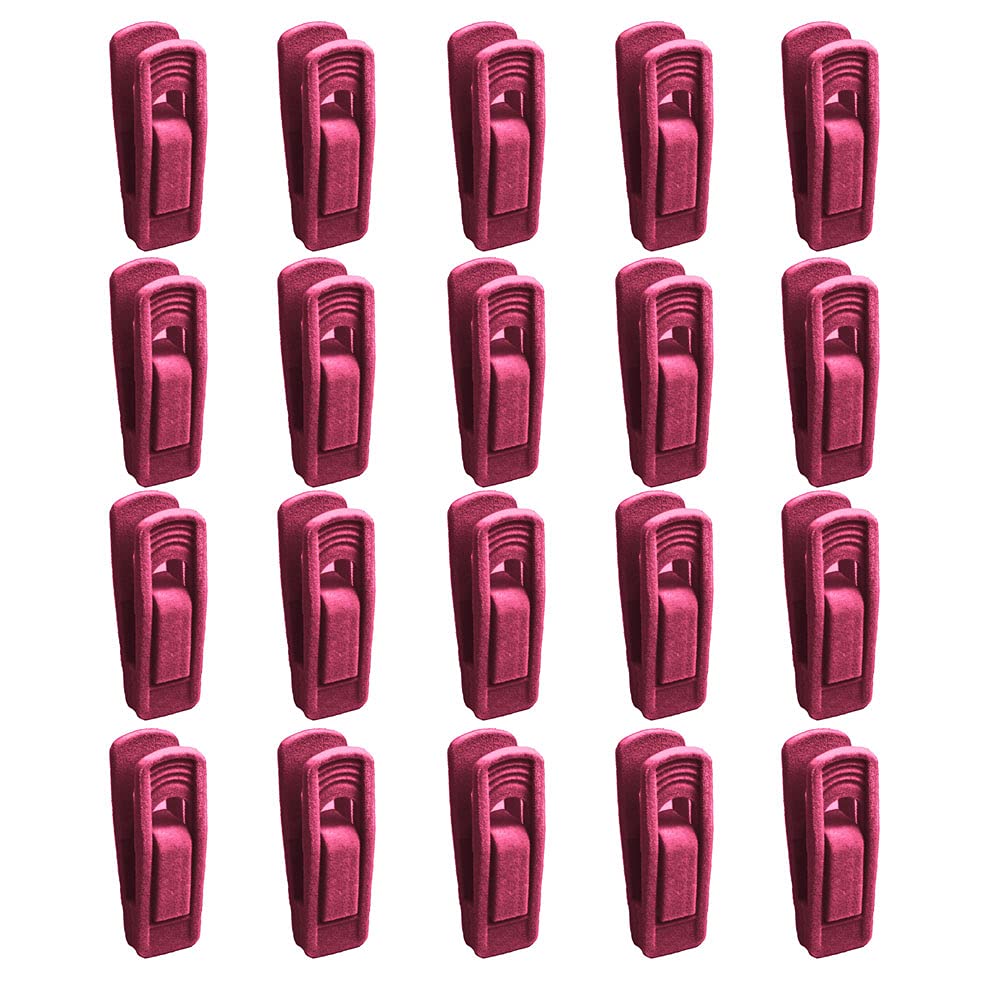 20pcs Clothes Pins, Hanger Clips, Multi-Functional Clothespins With Clip Hangers, Non-Slip Household Hangers, Artificial Velvet Flocking, Clip Clothes,Etc. Portable Can Be Carried At Home(Rose Red)