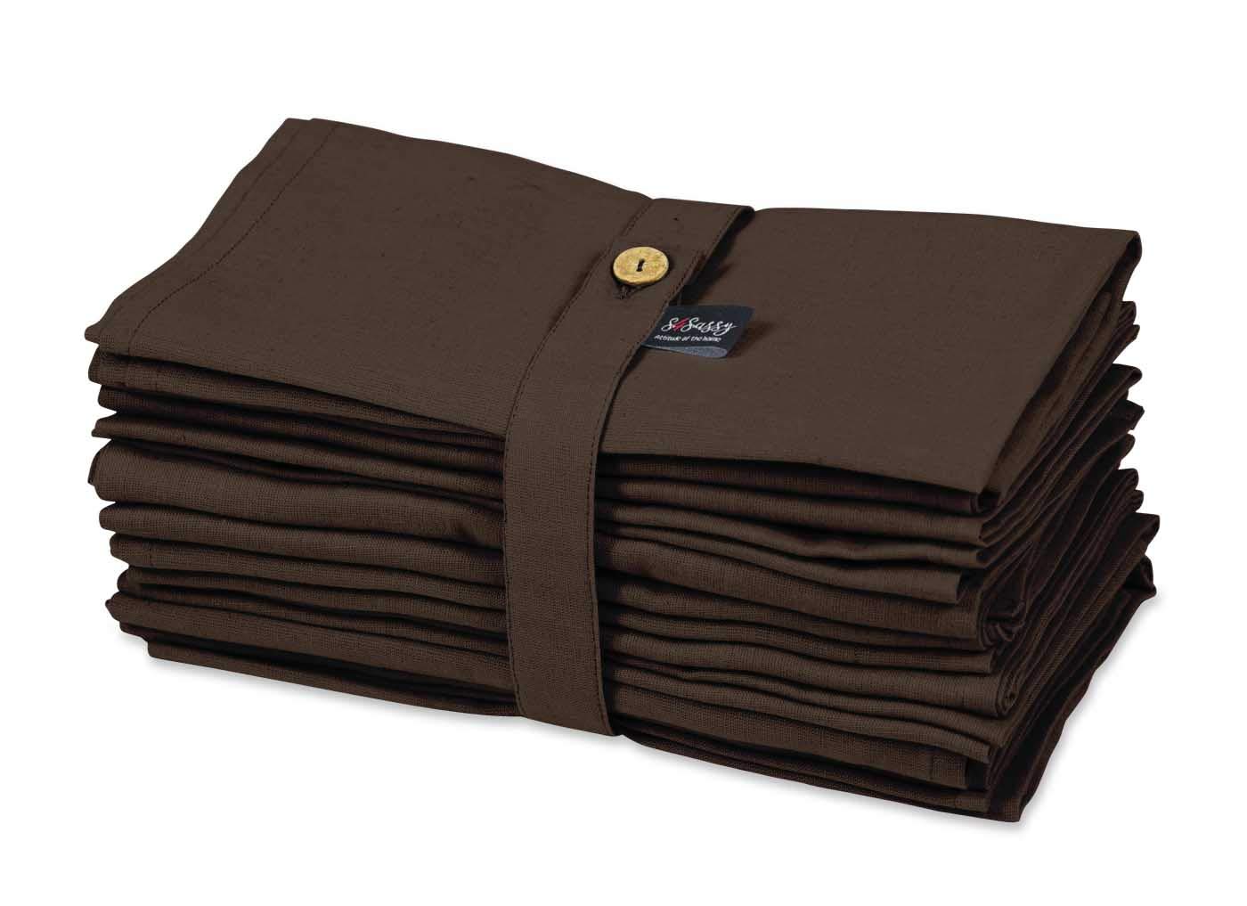 S4Sassy Brown Solid Home Decor 12 x Holiday Parties Cloth Table Linen Re-Usable Dinner Napkins Set