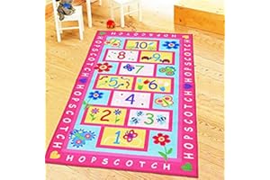 HUAHOO Pink Girls Rug - Hopscotch, Children's, Baby Nursery, Kids, Carpet - Girls Bedroom, Playroom, School Classroom, Learning, Educational (31.5''x47'')
