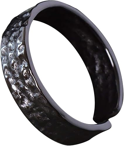 NicoWerk SRI673 Zilveren ring voor dames, van 925 sterling zilver, gefreesd, eenvoudig, smalle bandring, ijsmat, boomschors met structuur, verstelbaar, open