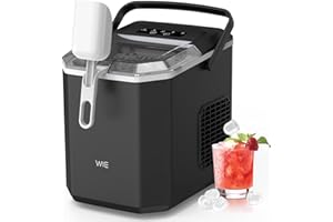 WIE Countertop Ice Maker, 26lbs/24H Portable Ice Machine with Handle,9 Bullet Ice Cubes in 6 Mins,Self-Cleaning Compact Icemaker with Selectable Ice Size for Home Kitchen/RV/Camping/Party, Black