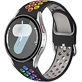 DaQin No Gap Sport Band Compatible with Samsung Galaxy Watch 7/6/5/4 Band 40mm 44m/Galaxy Watch FE/Watch 6 4 Classic 43mm 47mm 42mm 46mm/Watch 5 Pro 45mm, 20mm Soft Silicone Wristbands for Women Men