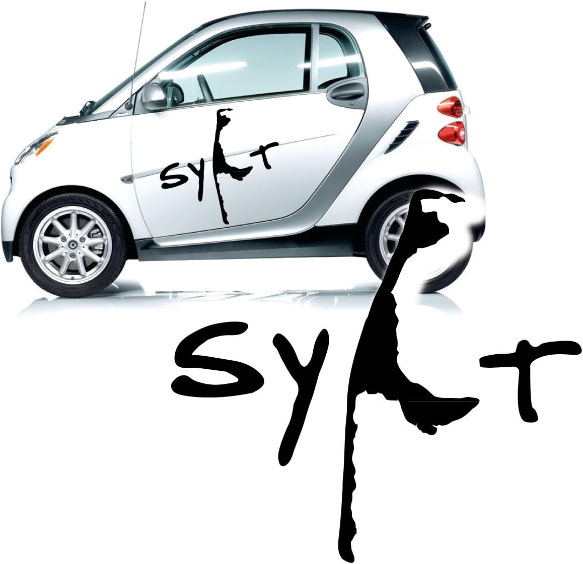 Sylt Silhouette Autotattoo Aufkleber Insel Sylt Sticker Schriftzug und Landumriss Folienplot