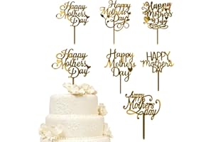 Bejotaa 6 Piececs Mother's day Cake Topper, Acrylic Happy Mom Party Decoration,Picks Cake Decoration for Birthday Mother's Day Party Favors