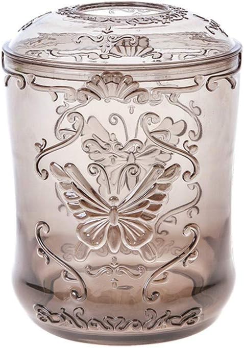 ENXING Tissue Holder Butterfly carved tissue box cylinder candy color paper towel holder plastic napkin holder 13x13x16.5cm coffee color