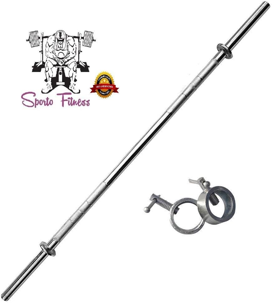 Sporto Fitness Ekatra Fitness 5Ft. Nickel Electroplated Steel Rod With Steel Locks(Silver)(21mm)
