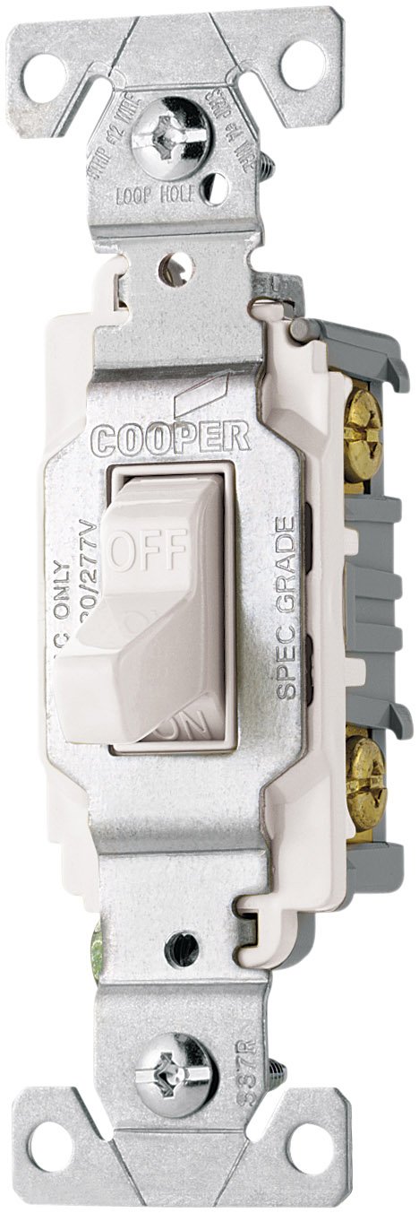 EatonCS120W Arrow Hart Cs Lighted Toggle Switch, 120/277 Vac, 20 A, 1 Pole, White