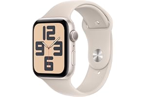 Apple Watch SE (2nd Gen) [GPS 44mm] Smartwatch with Starlight Aluminum Case with Starlight Sport Band M/L. Fitness & Sleep Tracker, Crash Detection, Heart Rate Monitor