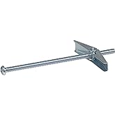 Hillman Toggle Bolts, 1/4in x 3in, 50 Pack, Zinc | Steel round head machine screws with spring wings for drywall plaster tile and hollow block mounting