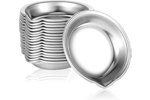 MBAIYO 18Pcs Small Round Paint Trays, Painting Color Palette Paint Mixing Cups 2-inch Stainless Steel Mini Watercolor with Mouth Palette for Modeling Mixing of Various Pigments