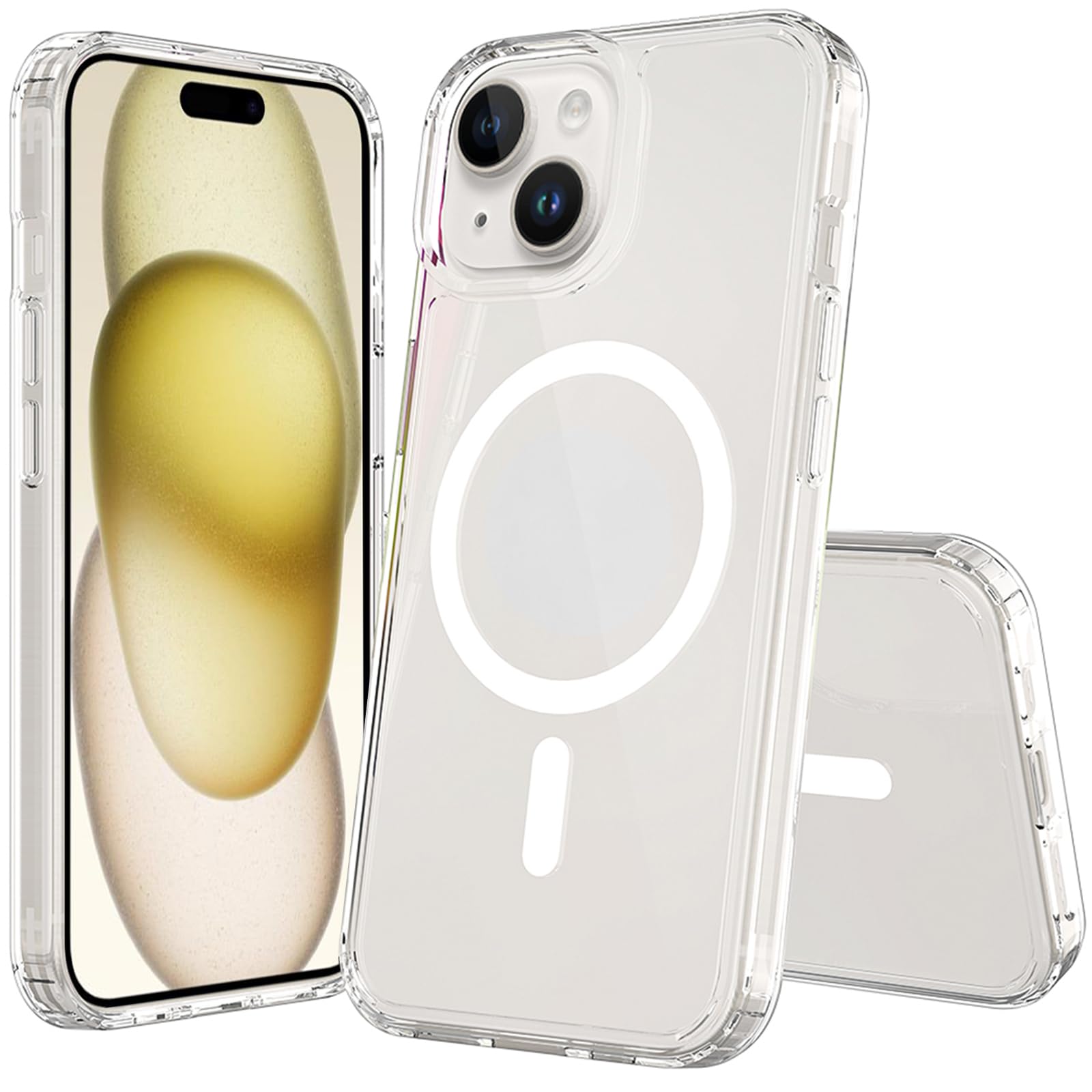 Photo 1 of FanTEK Phone Case Compatible with iPhone 15 6.1 Inch, Magnetic Case Clear Protective Bumper Hard Back Cover