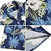 HOTOUCH Mens Hibiscus Tropical Shirt Aloha Hawaiian Shirts Satin Casual Button Down Shirt Navy Blue L
