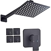 Shower Faucet Set Matte Black Complete Shower System with 8 Inches Rain Shower Head Bathroom Rain Shower Faucet Set Rainfall Shower System with Shower Valve