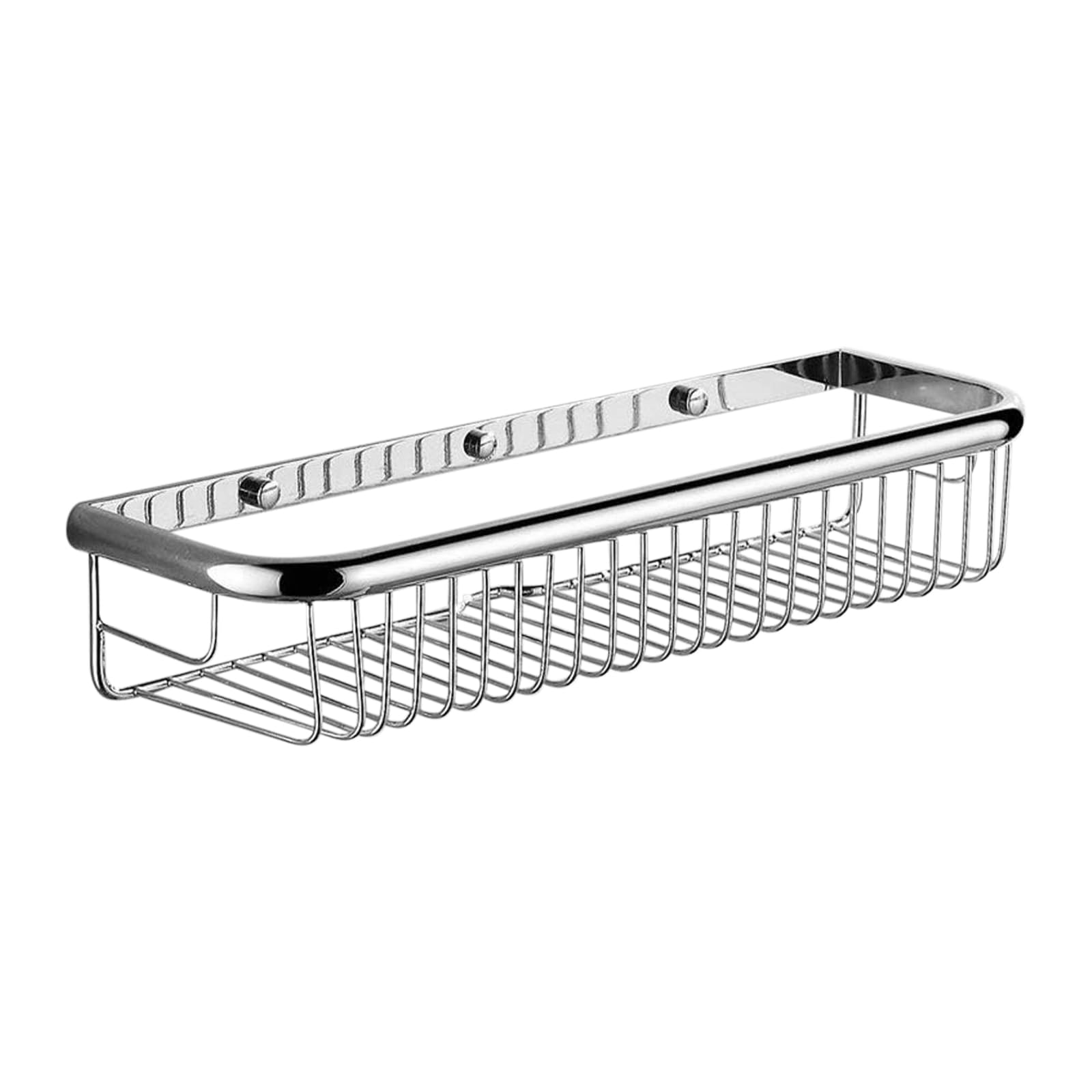 Beelee Wall Mounted 17.72 Inch Bathroom Shower Caddy Bath Rectangular Storage Basket Shelf, Polished Chrome Finish
