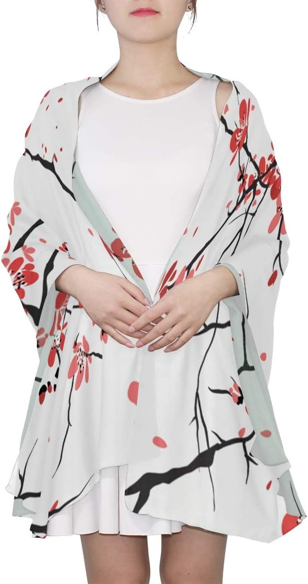Scarf Women, Japanese Cherry Blossom Super Soft Lightweight Scarves Fashion Thin Wraps Shawl for Ladies Girls