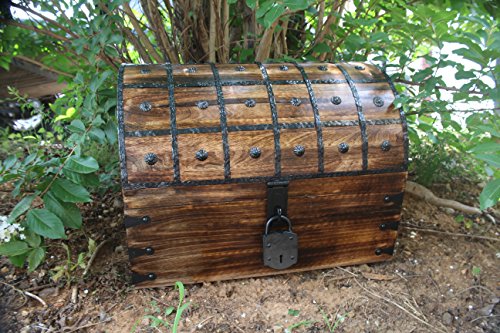 Colossus Massive 22"x17"x17" Wooden Pirate Treasure Chest Box With Antique Style Lock And Skeleton Key By WellPackBox