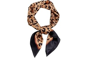GERINLY Silk Hair Scarf Animal Print Leopard Neck Scarf Summer Neckerchief for Women Bag Purse Accessory