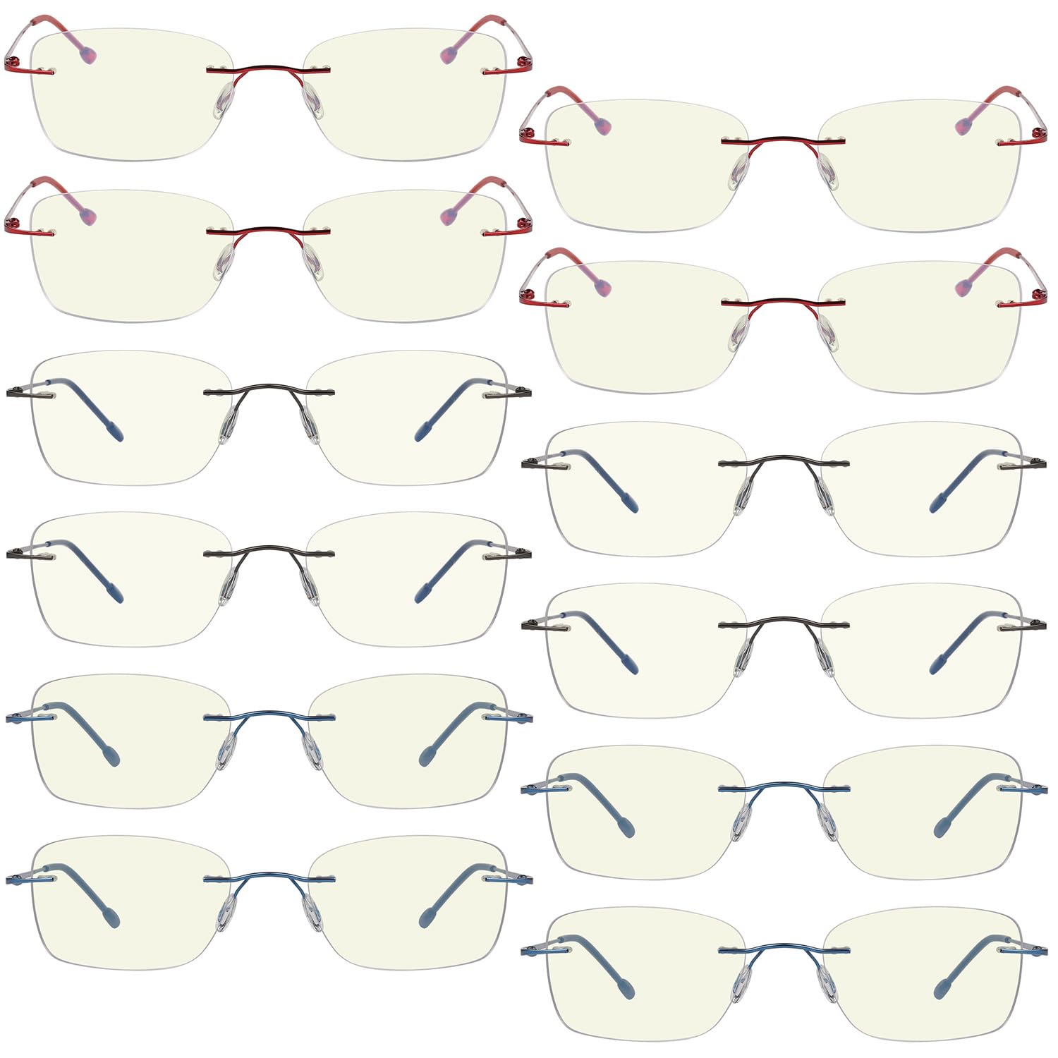 Photo 1 of LUR 12 Pack Rimless Progressive Multifocus Readers for Women Blocking Blue light Reading Glasses +2.50