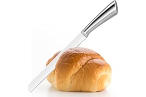 Serrated Bread Knife, Pastry-Slicer - 10 Inch/24CM Blade,One-Piece Stainless Steel Design,Best Knives for Slicing Bread, Bage