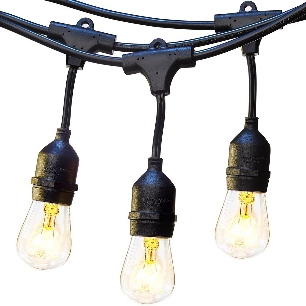 48ft Outdoor String Lights Commercial Great Weatherproof Strand 18