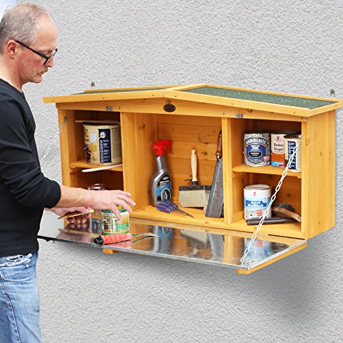 Habau Wandschrank mit Arbeitsplatte, Gelb, 117 x 27 x 50 cm – Bild 4