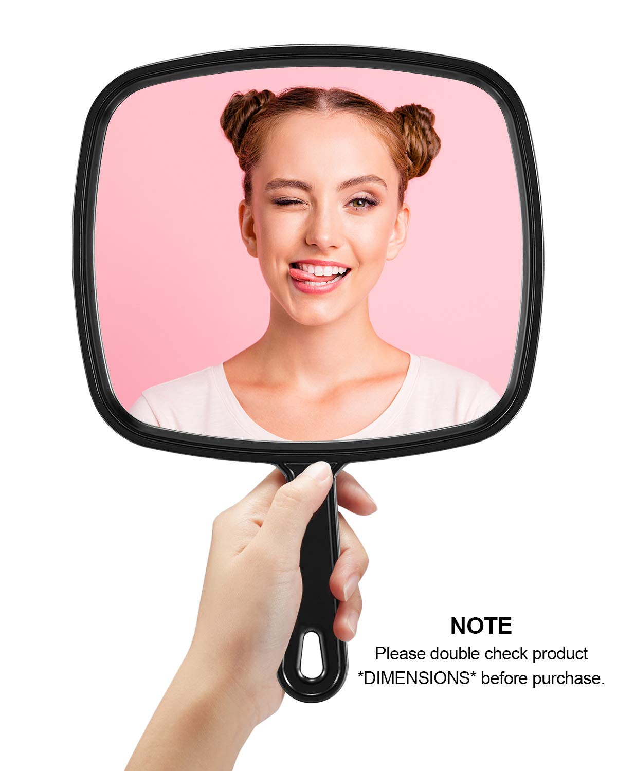 PROTECLE Extra Large Hand Mirror, Salon Barber Hairdressing Handheld Mirror with Handle (Square Black 9