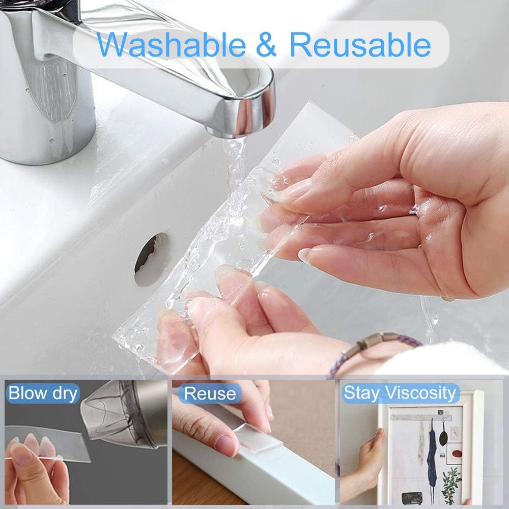 Heavy Duty Double Sided Mounting Tape, Traceless and Removable Nano Adhesive Tape for Outdoor and Indoor, Permanent Clear Two Sided Gel Grip Tape (10 FT) : Office Products