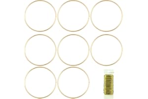 MJRASG 8 Pack Metal Rings for Crafts 8 Inches Macrame Rings Dream Catcher Supplies Floral Hoop Centerpieces Circle Centerpieces for Wedding Table Metal Circle Hoops for Crafts DIY Wreath Candle Rings, Gold