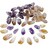 XMHOME Amethyst and Citrine Raw Crystal Irregular Natural Real Rough Stone Small Gemstone 30-36 Pcs for Crystal Healing Decor Fountain Rock Wicca Tumbling Rolling Collection