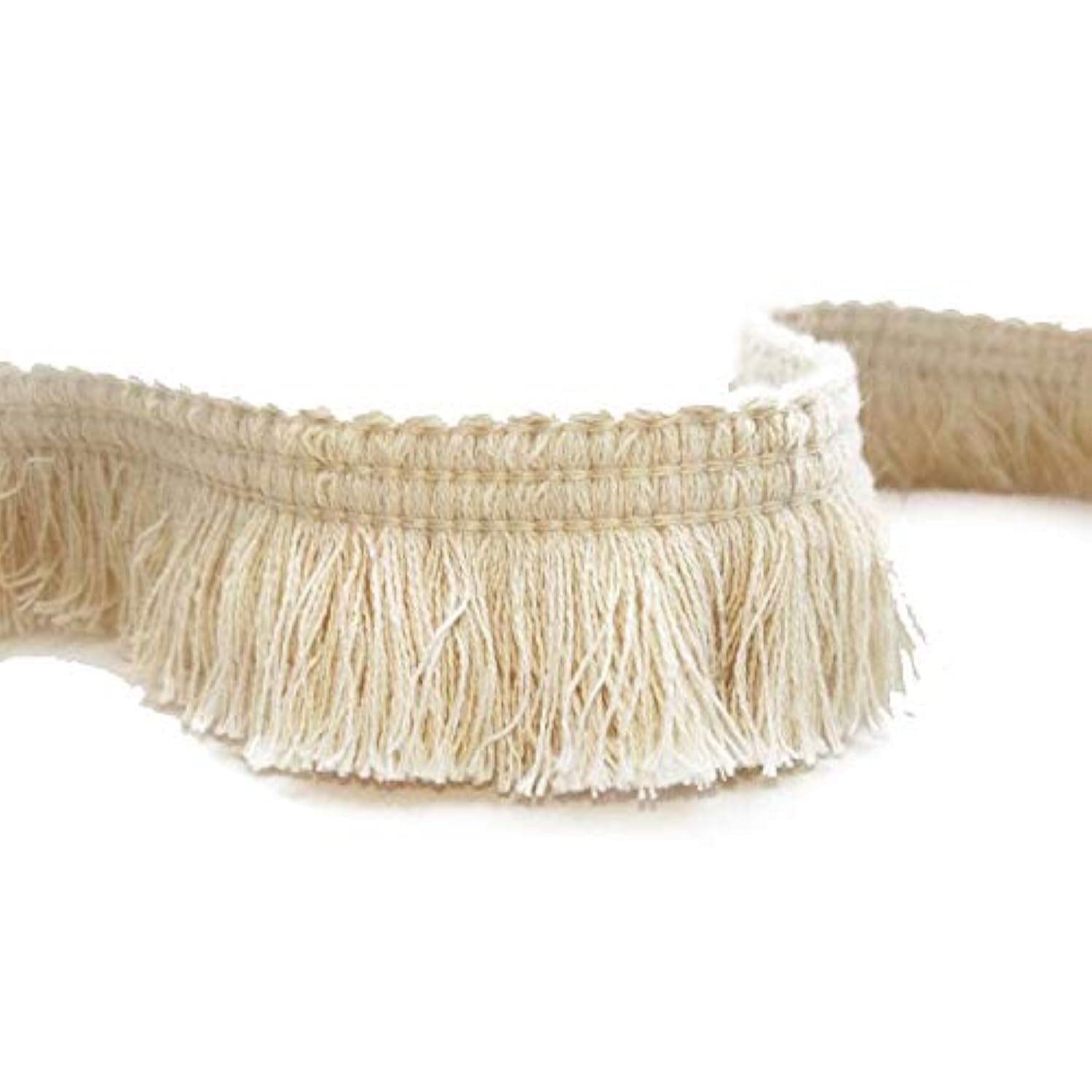 Yalulu 10 Meter Beige Cotton Tassel Fabric Fringe Trim Decorative DIY Crafts Dress Trimming Decor