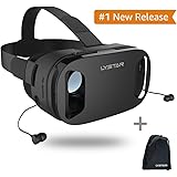 3D VR Glasses W/Headphones Virtual Reality Headset for VR Games & 3D Movies by LyStar, VR Headset 3D Video Glasses for IOS & Android Smartphones Fit for 4.5"-6.0", Touch Screen Button Trigger
