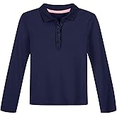 NAUTICA Girls' Uniform Long Sleeve Polo with Ruffle Placket