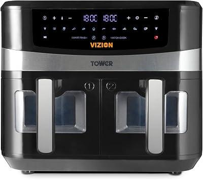 Tower T17100 Vortx Vizion 9L Double Basket Air Fryer Black
