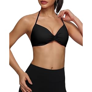 SPVISE Strappy Sports Bra for Women Halter Bras Tops Adjustable Bra | Workout Yoga Bralette Crop Top, Removable Pads, Low Imp