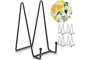 Hoewina 5 Pack 6 Inch Plate Stands for Display, Plate Holder Display Stands, Metal Frame holder stand for Book, Picture, Decorative Plate, Photo and Platter, Tabletop Art…