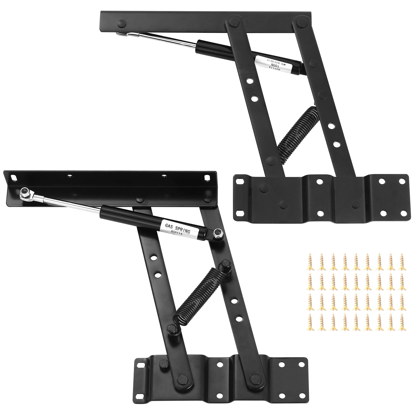 Knpwer 2 Pcs Coffee Table Spring Lift-Up Top Mechanism Hinge, Black, Style 2