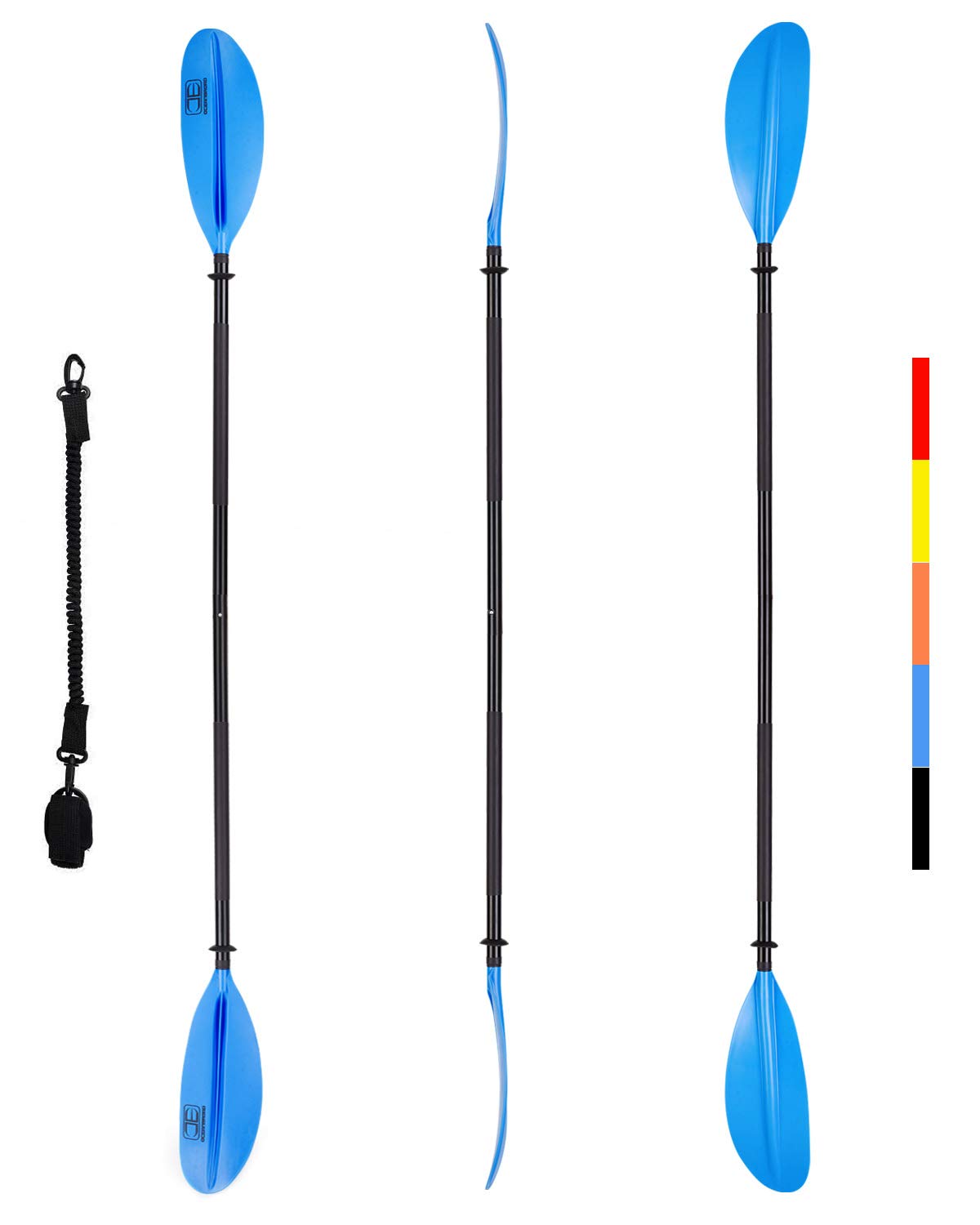 OCEANBROAD Kayak Paddle 230CM/90.5 Inches Alloy Shaft Kayaking Boating Oar with Paddle Leash, 1 Paddle