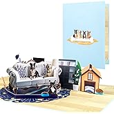 CNLITIHEKA Dog Pop Up Card, Pop Up Birthday Card, Father's Day Card, 3D Greeting Gift Card for Animal Dog Lovers, Men, Women, Husband, Wife, Friends.